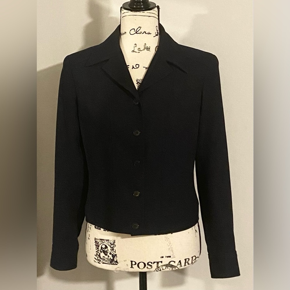 Laundry by Shelli Segal Navy Cropped Blazer Jacket